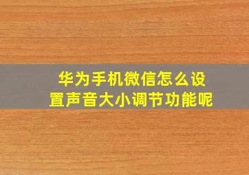 华为手机微信怎么设置声音大小调节功能呢