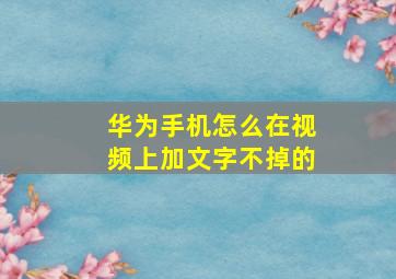 华为手机怎么在视频上加文字不掉的