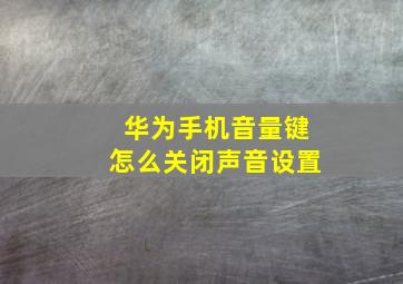 华为手机音量键怎么关闭声音设置