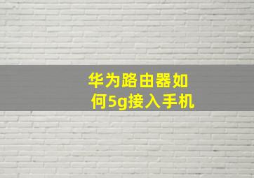 华为路由器如何5g接入手机