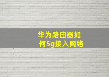 华为路由器如何5g接入网络