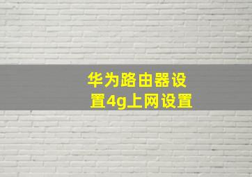 华为路由器设置4g上网设置