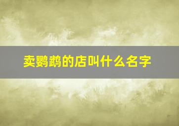 卖鹦鹉的店叫什么名字