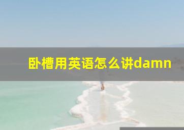 卧槽用英语怎么讲damn