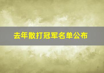 去年散打冠军名单公布