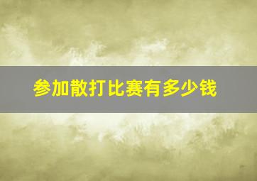 参加散打比赛有多少钱