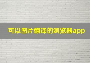 可以图片翻译的浏览器app