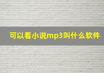 可以看小说mp3叫什么软件