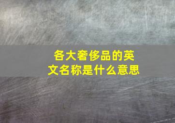 各大奢侈品的英文名称是什么意思