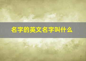 名字的英文名字叫什么