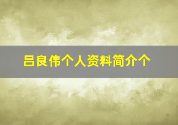 吕良伟个人资料简介个