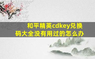 和平精英cdkey兑换码大全没有用过的怎么办