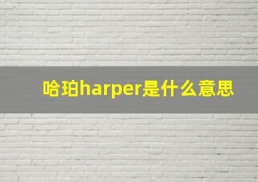 哈珀harper是什么意思