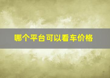 哪个平台可以看车价格