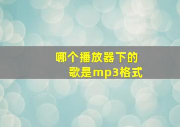 哪个播放器下的歌是mp3格式