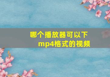 哪个播放器可以下mp4格式的视频