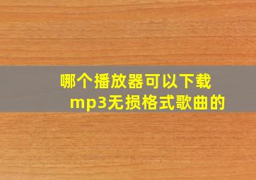 哪个播放器可以下载mp3无损格式歌曲的