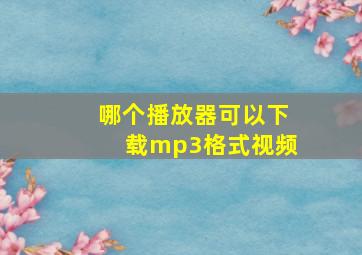 哪个播放器可以下载mp3格式视频