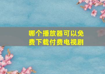 哪个播放器可以免费下载付费电视剧