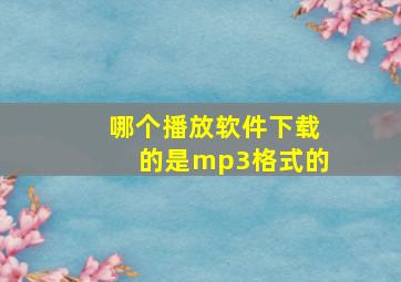 哪个播放软件下载的是mp3格式的