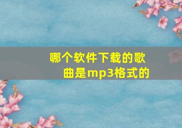 哪个软件下载的歌曲是mp3格式的