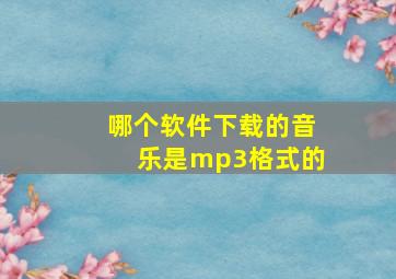 哪个软件下载的音乐是mp3格式的