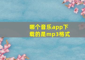 哪个音乐app下载的是mp3格式