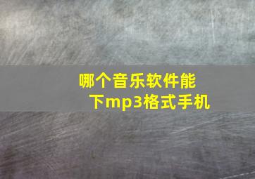 哪个音乐软件能下mp3格式手机