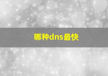 哪种dns最快