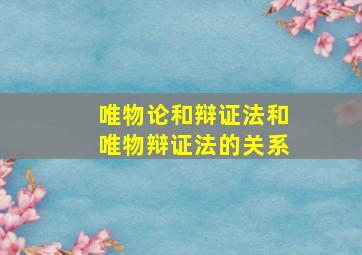 唯物论和辩证法和唯物辩证法的关系