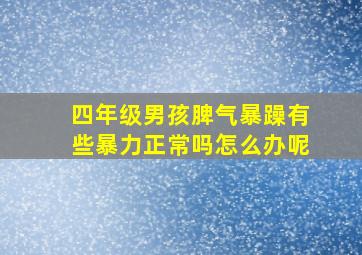 四年级男孩脾气暴躁有些暴力正常吗怎么办呢