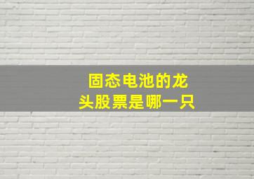 固态电池的龙头股票是哪一只