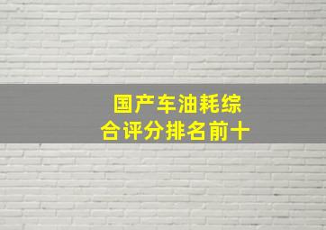 国产车油耗综合评分排名前十