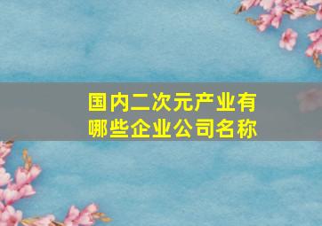 国内二次元产业有哪些企业公司名称