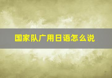 国家队广用日语怎么说