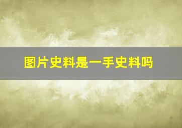 图片史料是一手史料吗