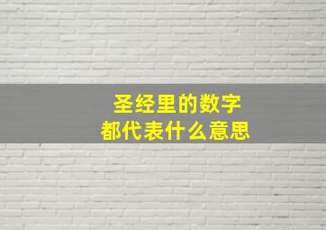 圣经里的数字都代表什么意思