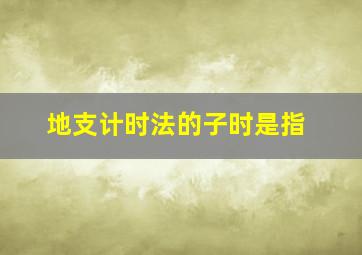 地支计时法的子时是指