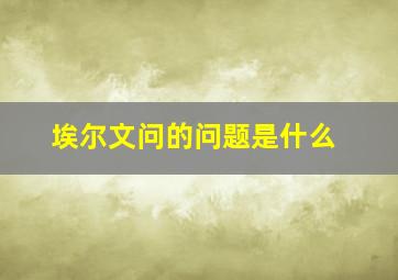 埃尔文问的问题是什么