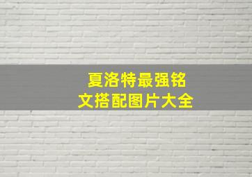 夏洛特最强铭文搭配图片大全