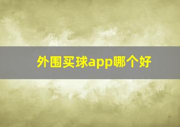 外围买球app哪个好