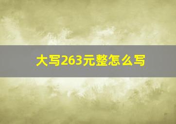 大写263元整怎么写