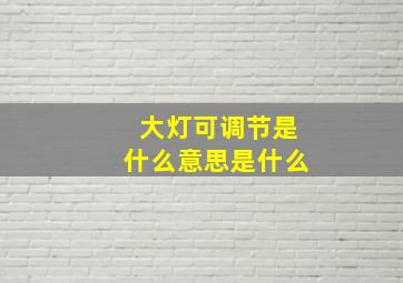 大灯可调节是什么意思是什么