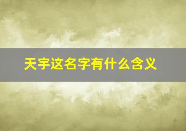 天宇这名字有什么含义