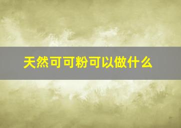 天然可可粉可以做什么