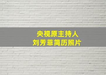 央视原主持人刘芳菲简历照片