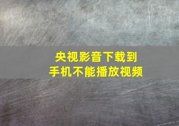 央视影音下载到手机不能播放视频