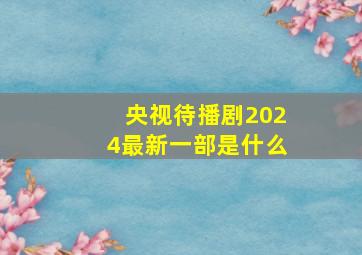 央视待播剧2024最新一部是什么