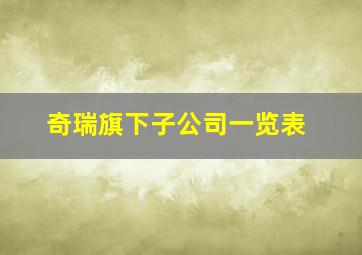 奇瑞旗下子公司一览表