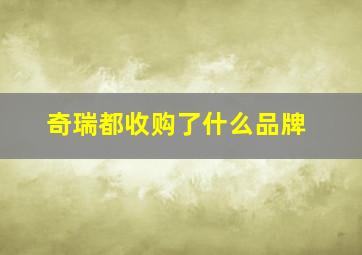 奇瑞都收购了什么品牌